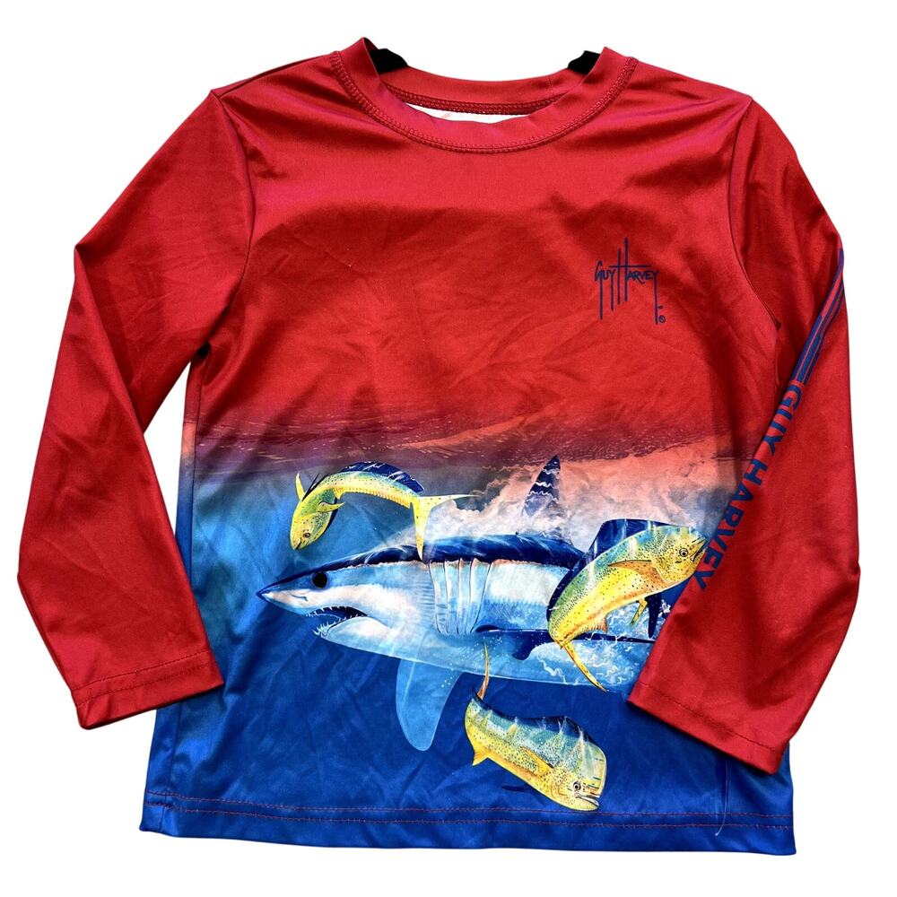 Guy Harvey Boys Long Sleeve Shark Beach Top Size 6